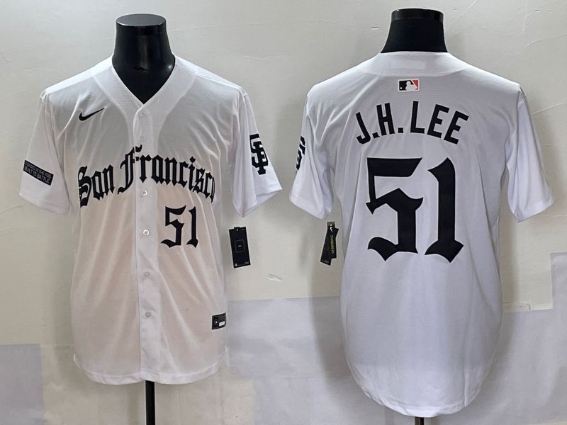 Men 2025 San Francisco Giants 51 J.H.Lee White Five generations Joint Name Nike MLB Jersey style 5